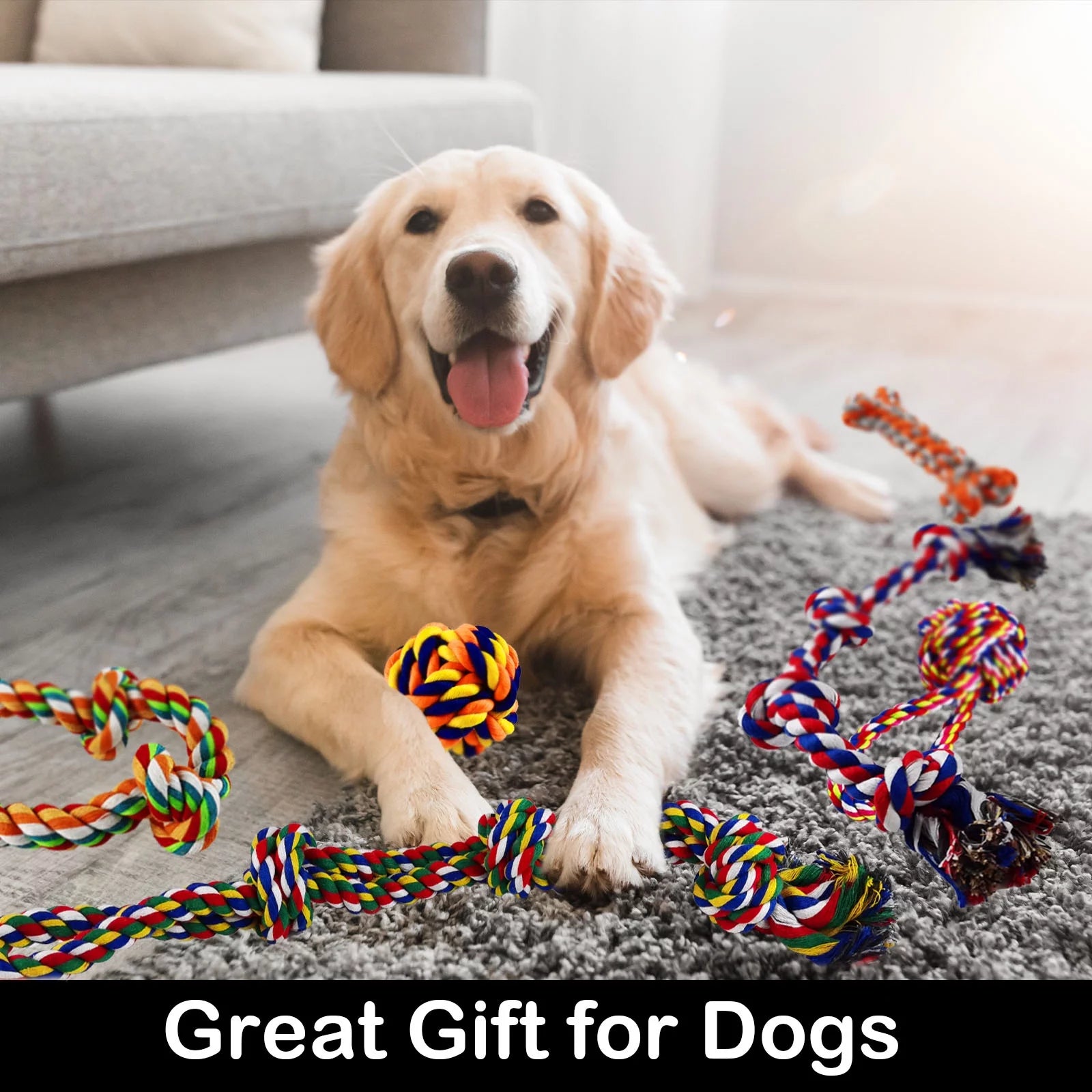 Tough Dog Rope Toys for Aggressive Chewers, 9 Pack Durable Dog Chew Toys for All Dog Breeds.