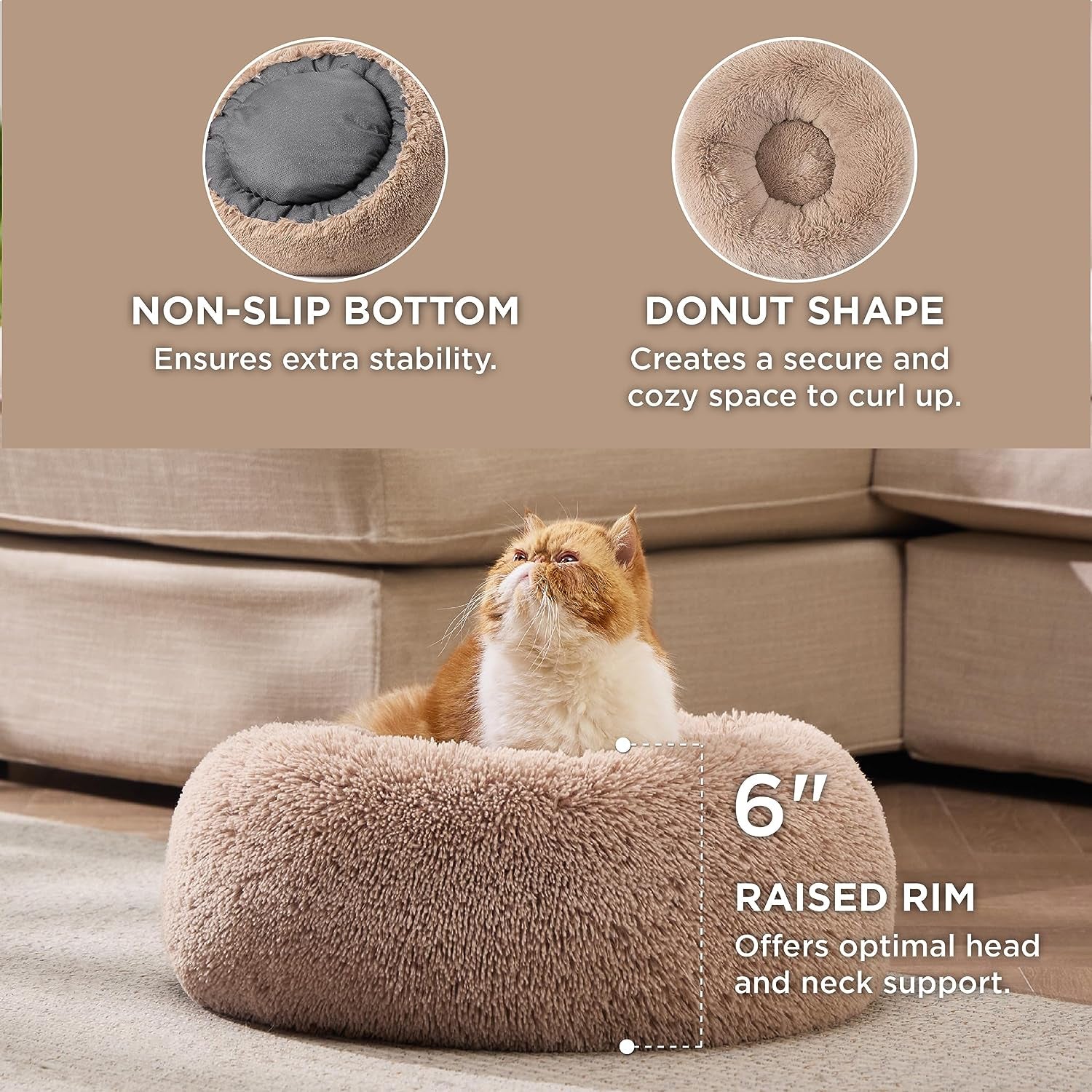 Calming Washable Cat Beds for Indoor Cats