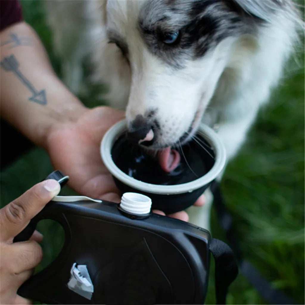 4-In-1 Durable Dog Leash with Water Bottle Bowl.