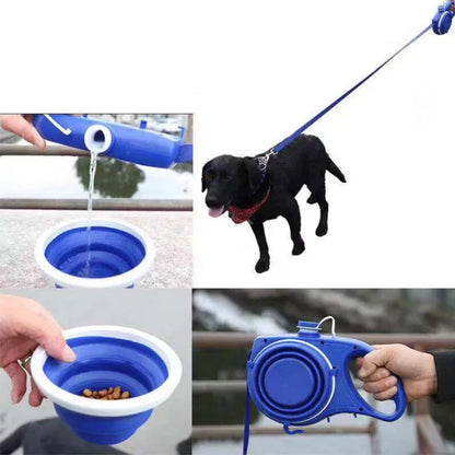 4-In-1 Durable Dog Leash with Water Bottle Bowl.