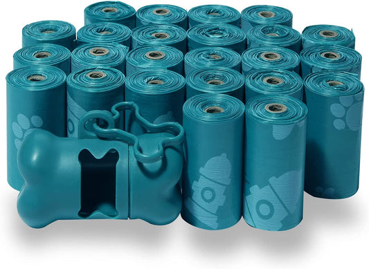 Dog Poop Bags (360 Bags), Doggy Roll Replacements for Outdoor Puppy Walking and Travel, Leak Proof and Tear Resistant, Thick Plastic - Turquoise