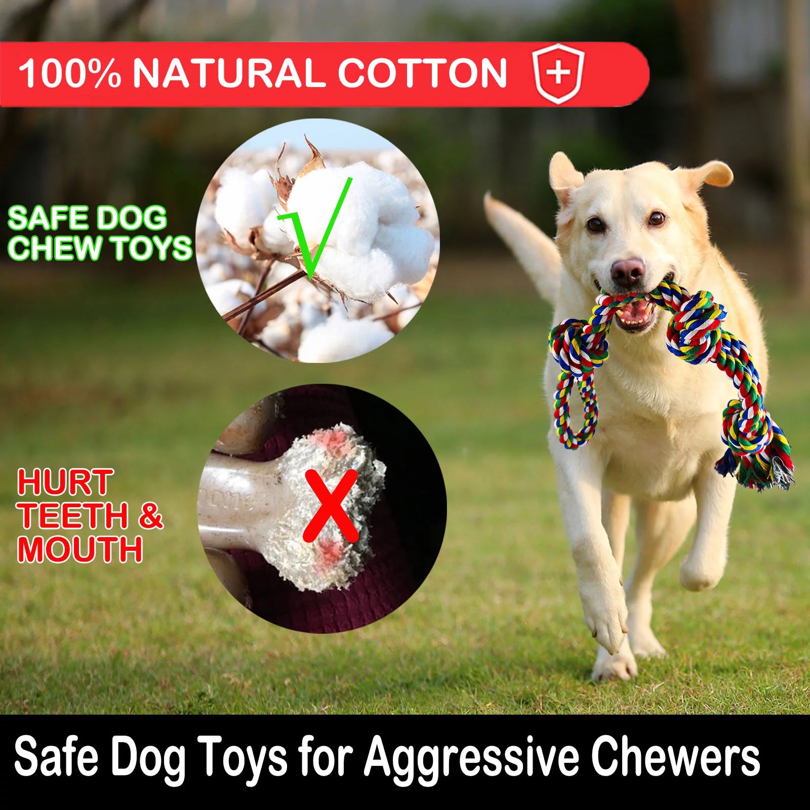 Tough Dog Rope Toys for Aggressive Chewers, 9 Pack Durable Dog Chew Toys for All Dog Breeds.